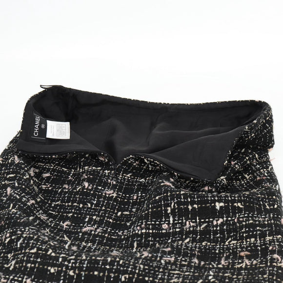 CHANEL Skirt Tweed Black CC Auth am8645V