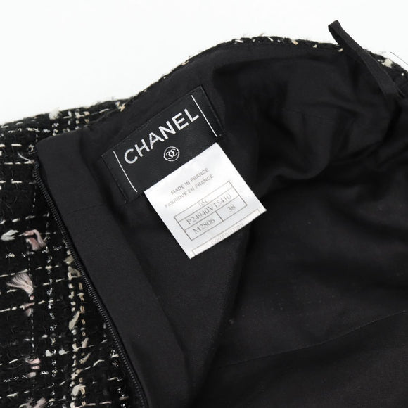 CHANEL Skirt Tweed Black CC Auth am8645V