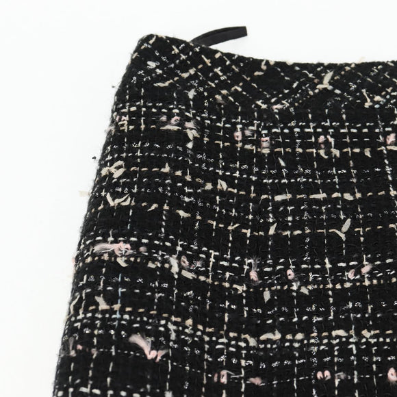 CHANEL Skirt Tweed Black CC Auth am8645V