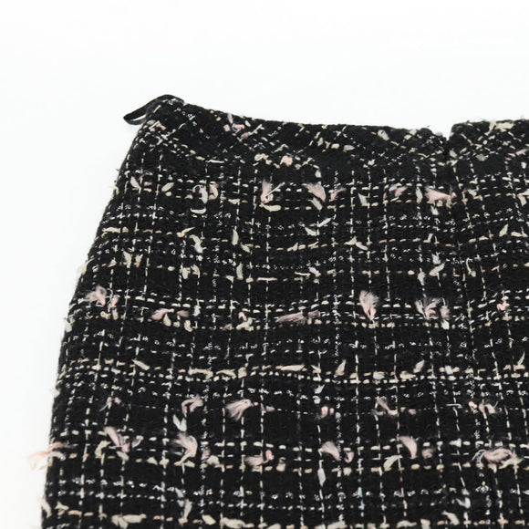CHANEL Skirt Tweed Black CC Auth am8645V