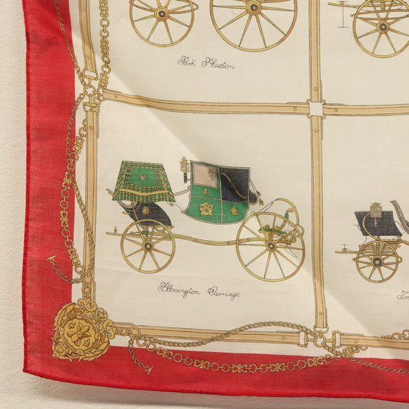 CELINE Handkerchief Silk White Auth am8661