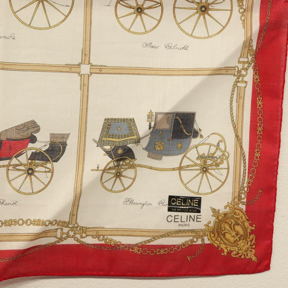CELINE Handkerchief Silk White Auth am8661