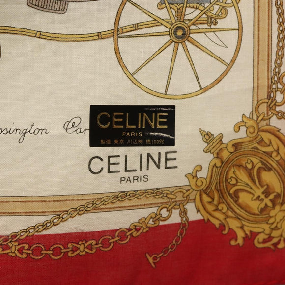 CELINE Handkerchief Silk White Auth am8661
