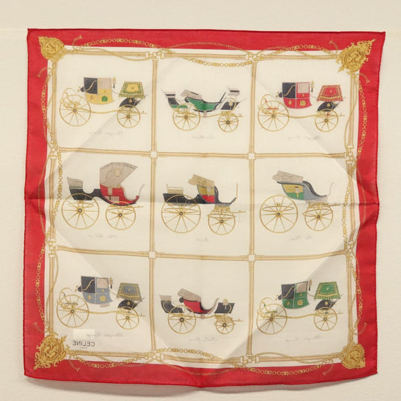 CELINE Handkerchief Silk White Auth am8661