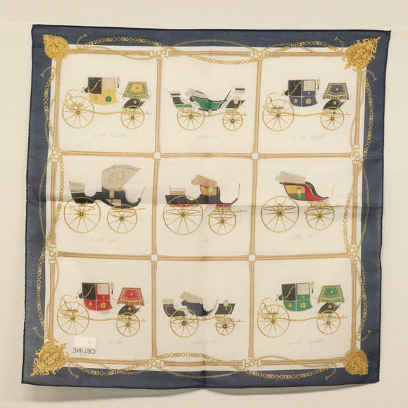 CELINE Handkerchief Silk White Auth am8661