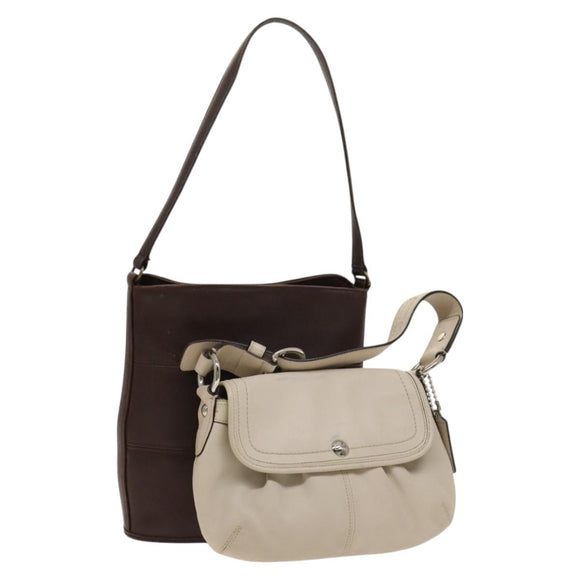 Coach Shoulder Bag Leather 2Set Brown Light Beige Auth am8664