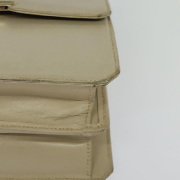 GUCCI Shoulder Bag Leather Cream Gold Auth am8665