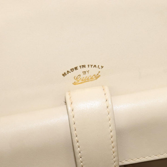 GUCCI Shoulder Bag Leather Cream Gold Auth am8665