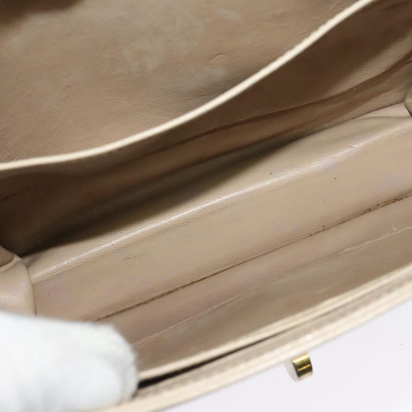 GUCCI Shoulder Bag Leather Cream Gold Auth am8665