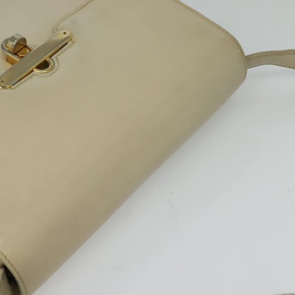 GUCCI Shoulder Bag Leather Cream Gold Auth am8665