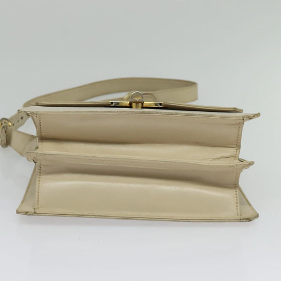 GUCCI Shoulder Bag Leather Cream Gold Auth am8665