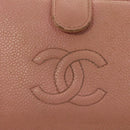 CHANEL Caviar Skin COCO Mark Bifold Wallet Pink Gold CC Auth am8671-8