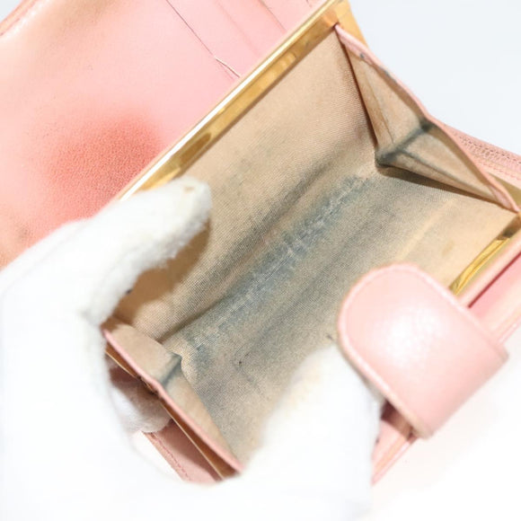 CHANEL Caviar Skin COCO Mark Bifold Wallet Pink Gold CC Auth am8671