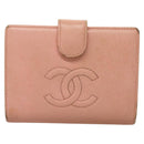 CHANEL Caviar Skin COCO Mark Bifold Wallet Pink Gold CC Auth am8671-13