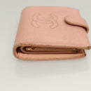 CHANEL Caviar Skin COCO Mark Bifold Wallet Pink Gold CC Auth am8671-3