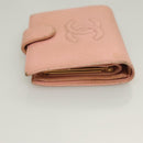 CHANEL Caviar Skin COCO Mark Bifold Wallet Pink Gold CC Auth am8671-4