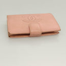 CHANEL Caviar Skin COCO Mark Bifold Wallet Pink Gold CC Auth am8671-5