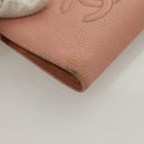 CHANEL Caviar Skin COCO Mark Bifold Wallet Pink Gold CC Auth am8671-14