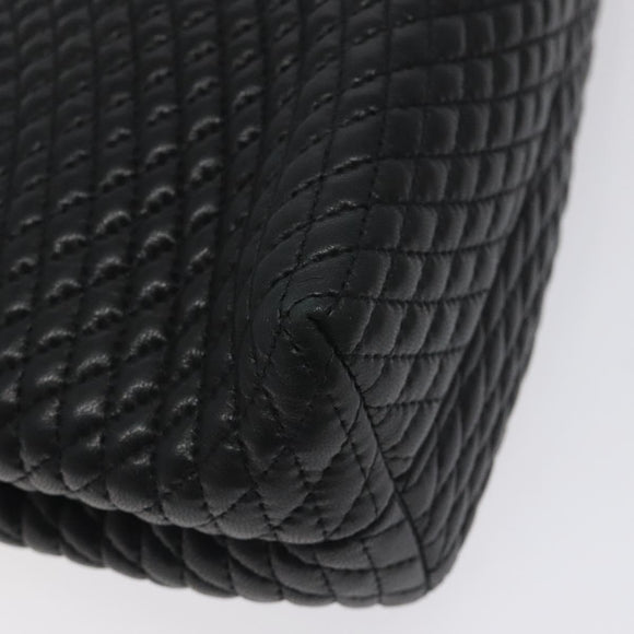 BALLY Hand Bag Leather Black Gold Auth am8683