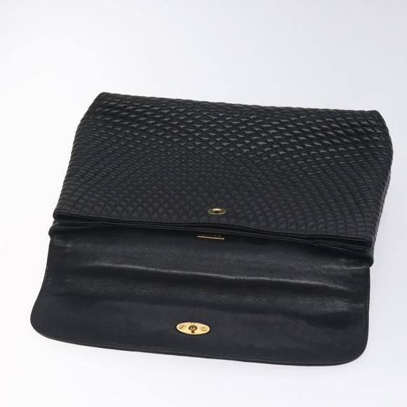 BALLY Hand Bag Leather Black Gold Auth am8683