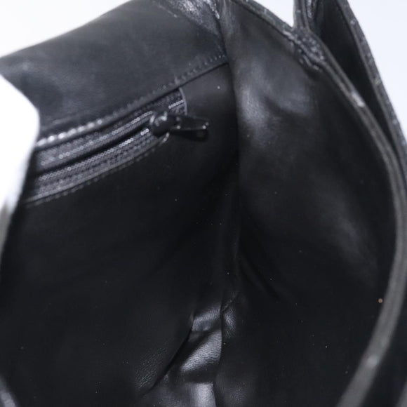 BALLY Hand Bag Leather Black Gold Auth am8683