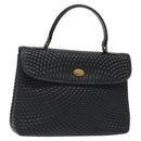 BALLY Hand Bag Leather Black Gold Auth am8683-1