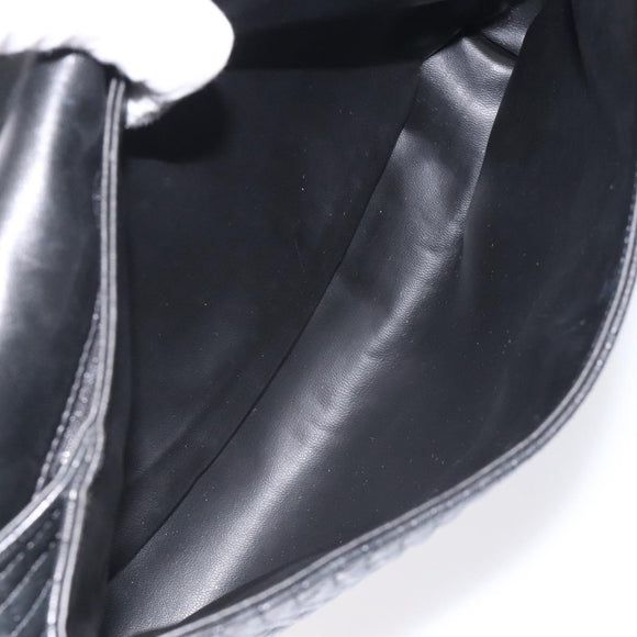 BALLY Hand Bag Leather Black Gold Auth am8683