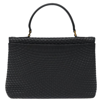 BALLY Hand Bag Leather Black Gold Auth am8683 - 0