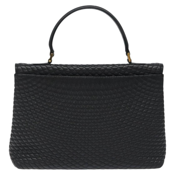 BALLY Hand Bag Leather Black Gold Auth am8683