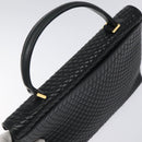 BALLY Hand Bag Leather Black Gold Auth am8683-6