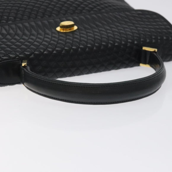 BALLY Hand Bag Leather Black Gold Auth am8683
