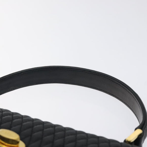 BALLY Hand Bag Leather Black Gold Auth am8683