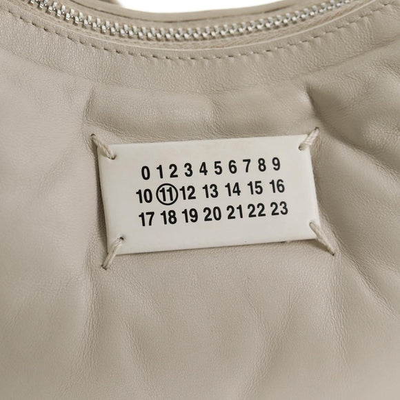 Maison Margiela Glam Slam Hobo Shoulder Strap Leather Ivory Silver Auth am8688M