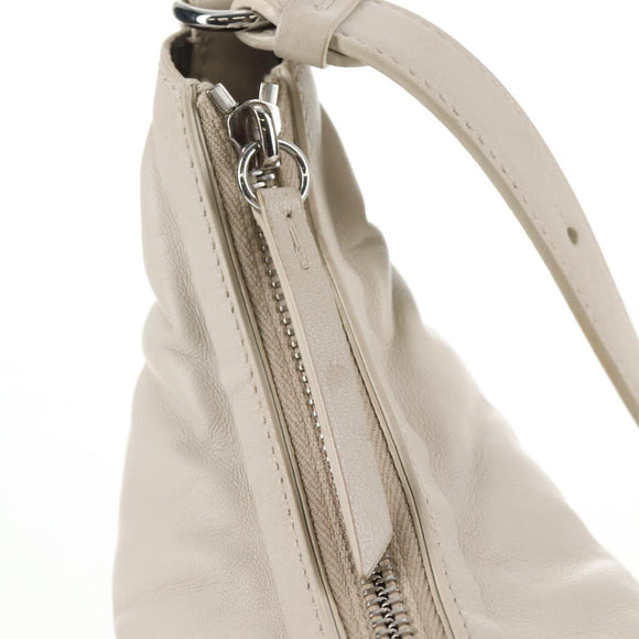 Maison Margiela Glam Slam Hobo Shoulder Strap Leather Ivory Silver Auth am8688M