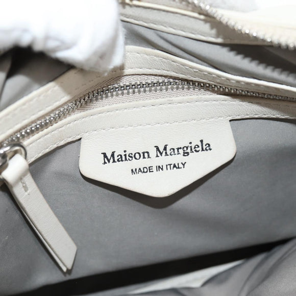 Maison Margiela Glam Slam Hobo Shoulder Strap Leather Ivory Silver Auth am8688M