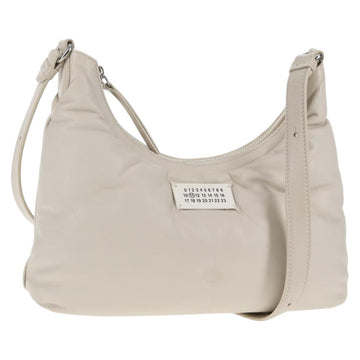 Maison Margiela Glam Slam Hobo Shoulder Strap Leather Ivory Silver Auth am8688M