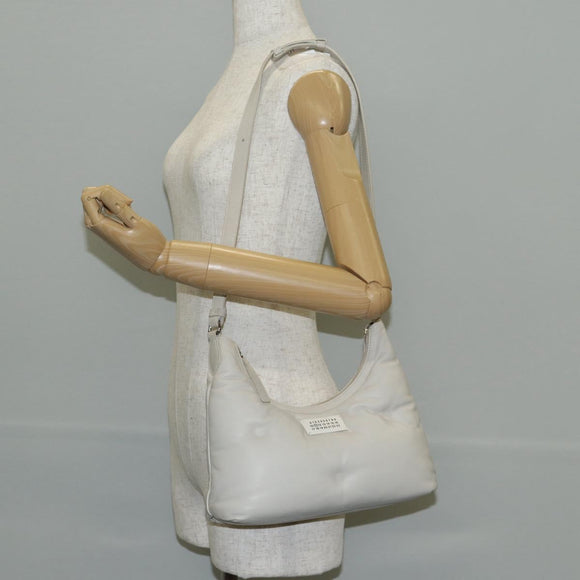 Maison Margiela Glam Slam Hobo Shoulder Strap Leather Ivory Silver Auth am8688M