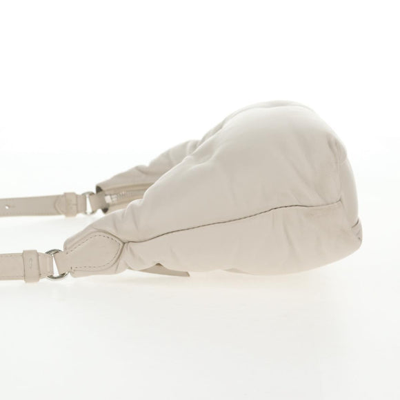 Maison Margiela Glam Slam Hobo Shoulder Strap Leather Ivory Silver Auth am8688M