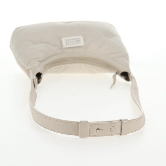 Maison Margiela Glam Slam Hobo Shoulder Strap Leather Ivory Silver Auth am8688M