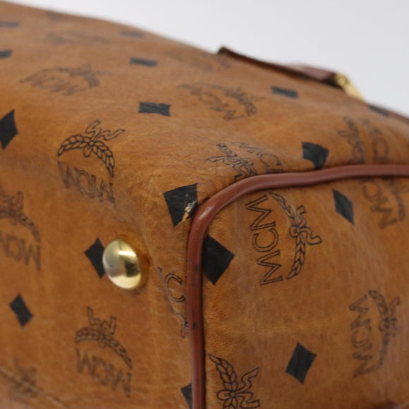 MCM Logogram Vicetos Hand Bag PVC Leather Brown Gold Auth am8690