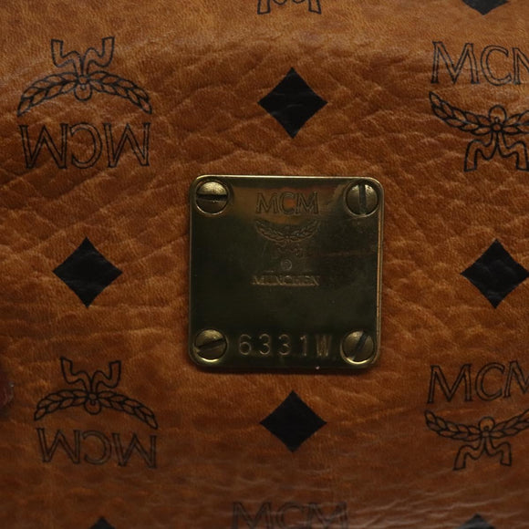 MCM Logogram Vicetos Hand Bag PVC Leather Brown Gold Auth am8690