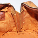 MCM Logogram Vicetos Hand Bag PVC Leather Brown Gold Auth am8690-17