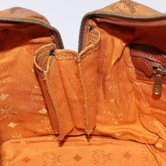 MCM Logogram Vicetos Hand Bag PVC Leather Brown Gold Auth am8690