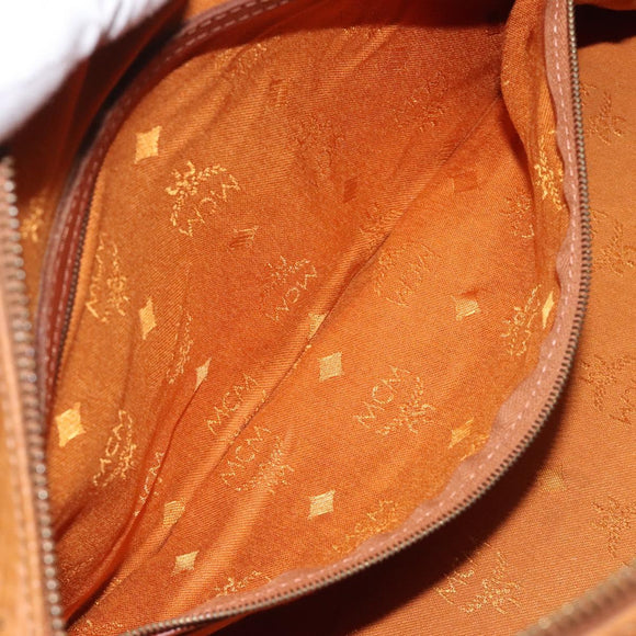 MCM Logogram Vicetos Hand Bag PVC Leather Brown Gold Auth am8690