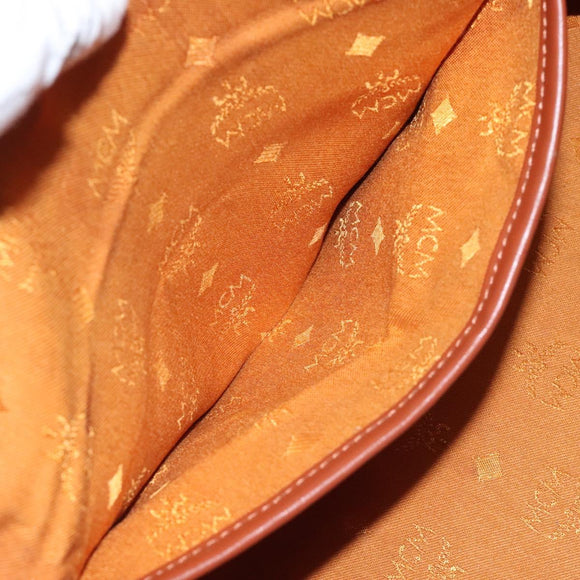 MCM Logogram Vicetos Hand Bag PVC Leather Brown Gold Auth am8690