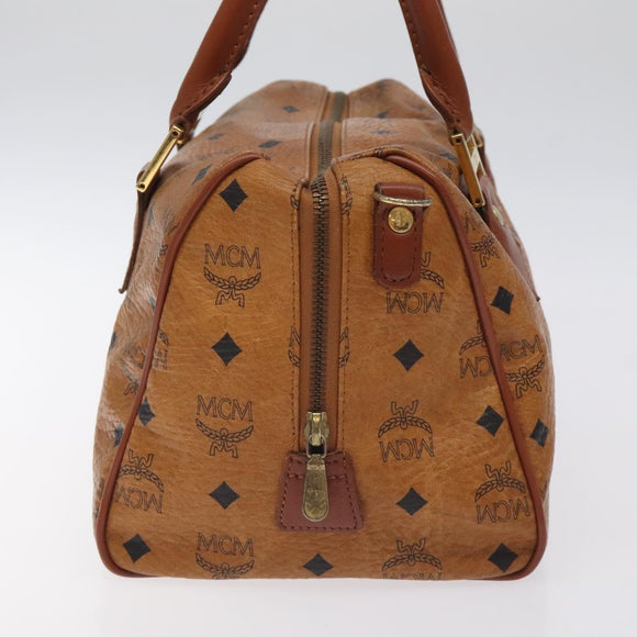 MCM Logogram Vicetos Hand Bag PVC Leather Brown Gold Auth am8690