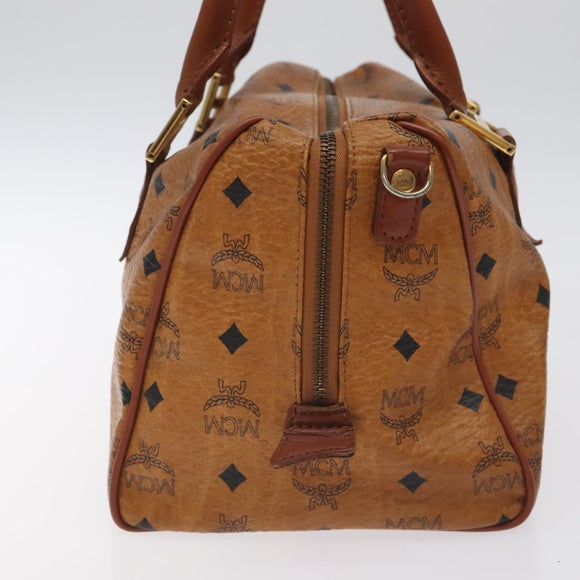 MCM Logogram Vicetos Hand Bag PVC Leather Brown Gold Auth am8690