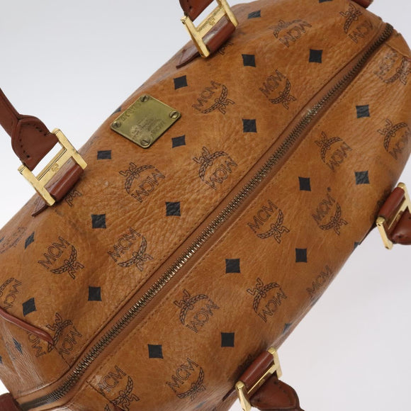 MCM Logogram Vicetos Hand Bag PVC Leather Brown Gold Auth am8690