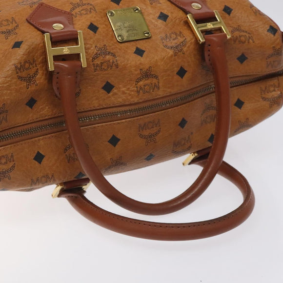 MCM Logogram Vicetos Hand Bag PVC Leather Brown Gold Auth am8690