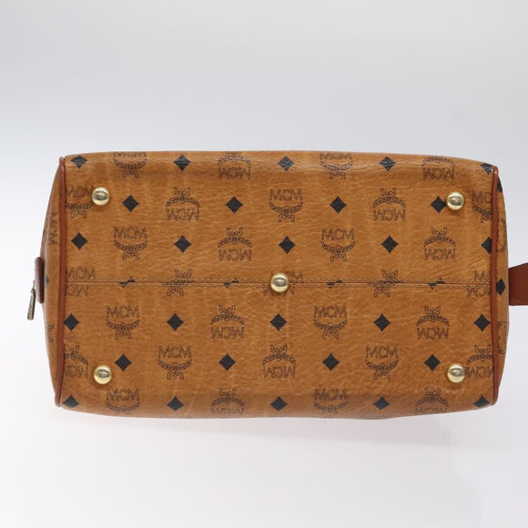 MCM Logogram Vicetos Hand Bag PVC Leather Brown Gold Auth am8690